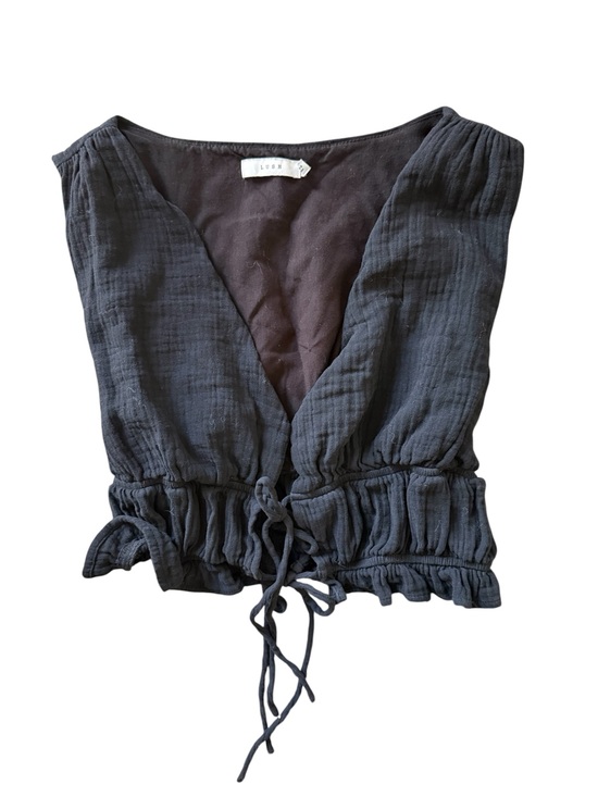 Lush Tops - Lush‎ Cotton tie-front top with a ruffled and ruched hem and v-neckline